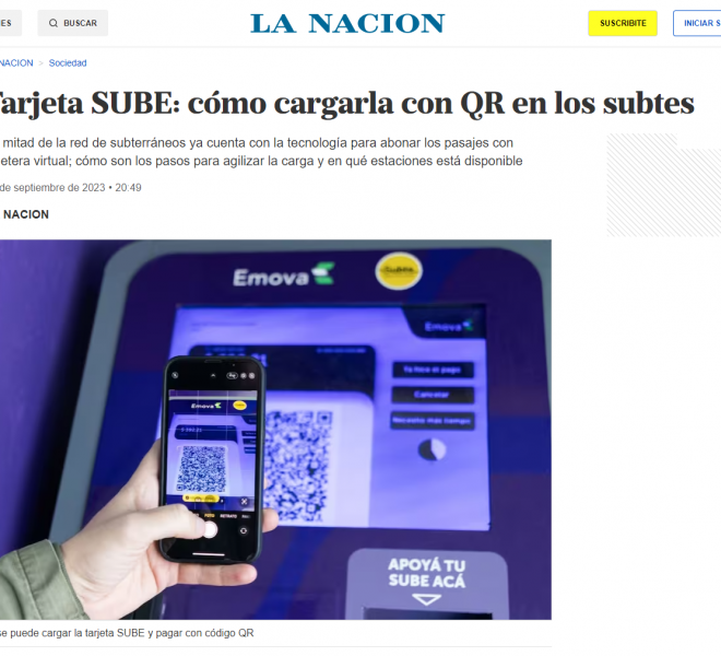 Nota La Nación nueva carga de SUBE con QR