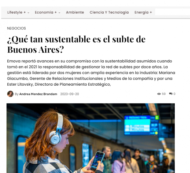 Nota de Noticias Positivas sobre la sustentabilidad en el subte de Buenos Aires