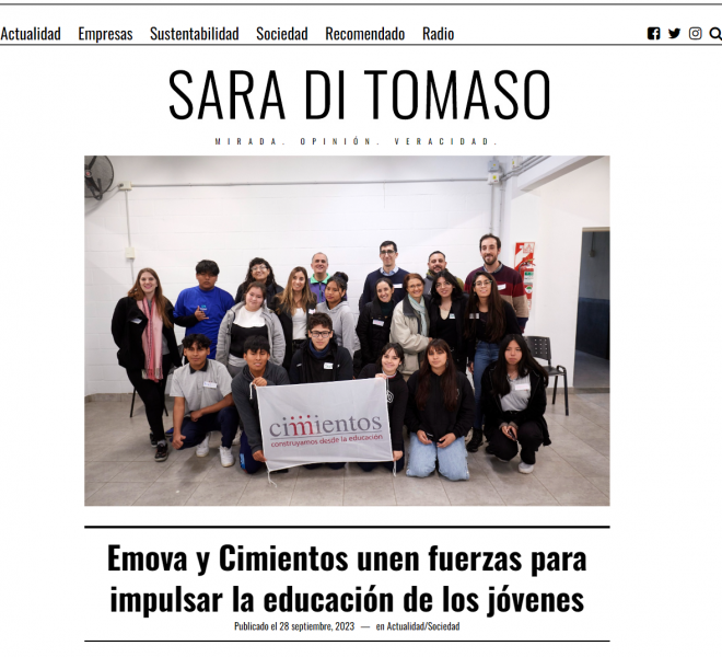Nota de Sara Di Tomaso sobre Emova y Fundación Cimientos