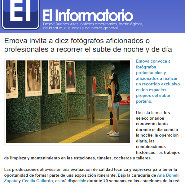 Nota en El Informatorio sobre la convocatoria a fotógrafos
