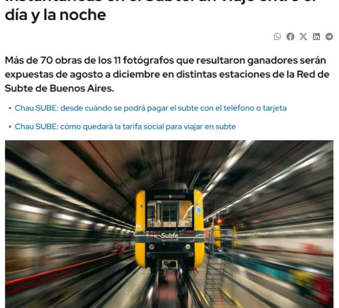 Nota de Ámbito Financiero sobre la muestra fotográfica en el Subte