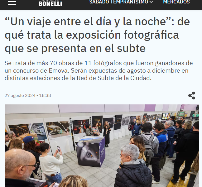 Nota de Marcelo Bonelli sobre la muestra fotográfica en el Subte