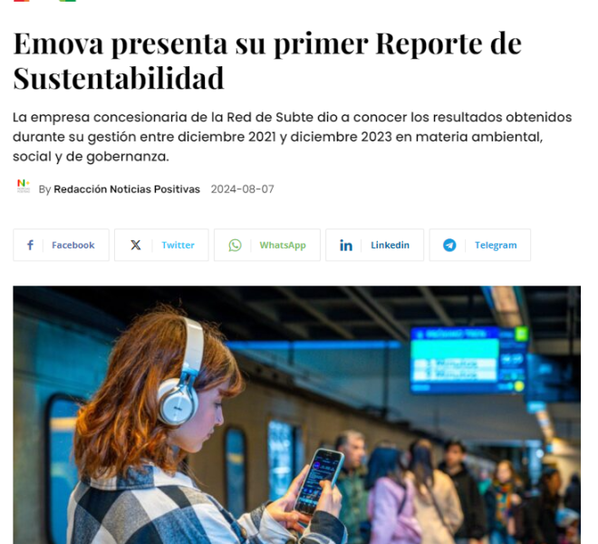 Nota de Noticias Positivas sobre el Reporte de Sustentabilidad