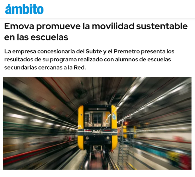 Nota de Ámbito Financiero sobre la movilidad sustentable