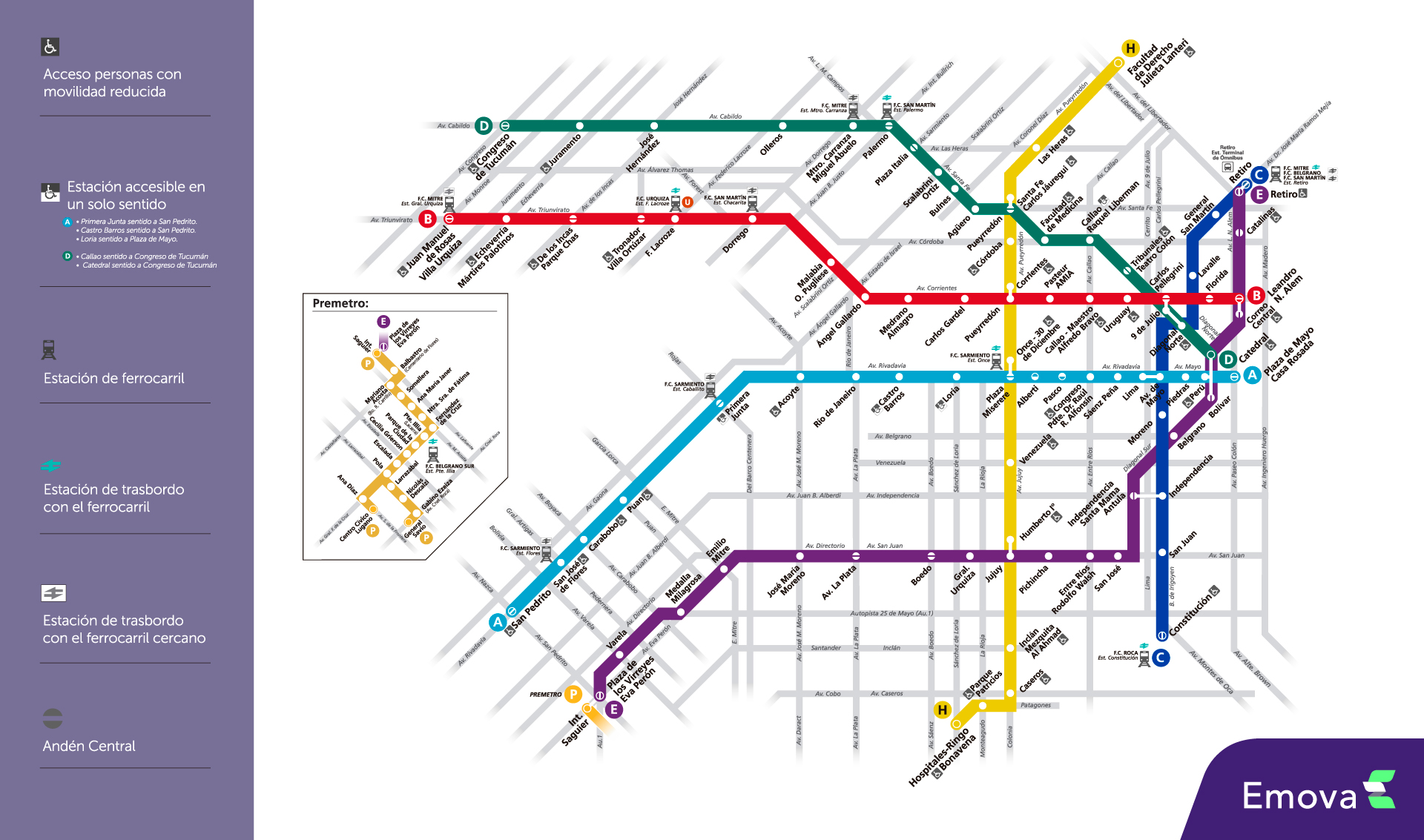 Mapa esquemático Subte Buenos Aires 2025-2026