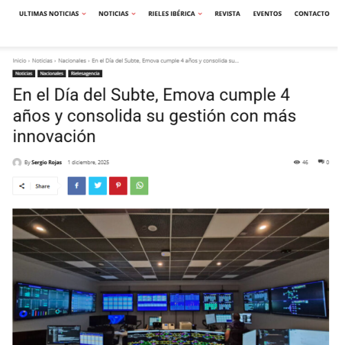 Nota de Rieles sobre los 4 años de Emova