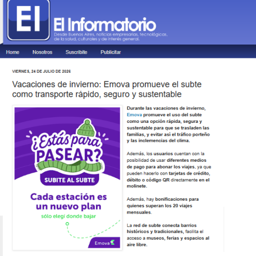 Nota de El Informatorio sobre Vacaciones en el Subte