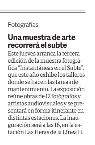 Nota de Clarín sobre la muestra fotográfica