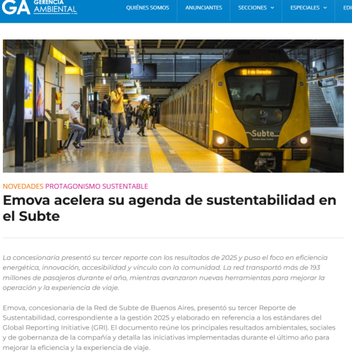 Nota de Gerencia Ambiental sobre el Reporte de Sustentabilidad