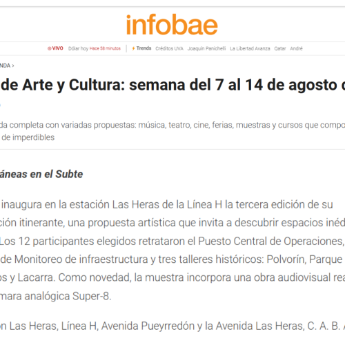 Nota de Infobae sobre la muestra fotográfica