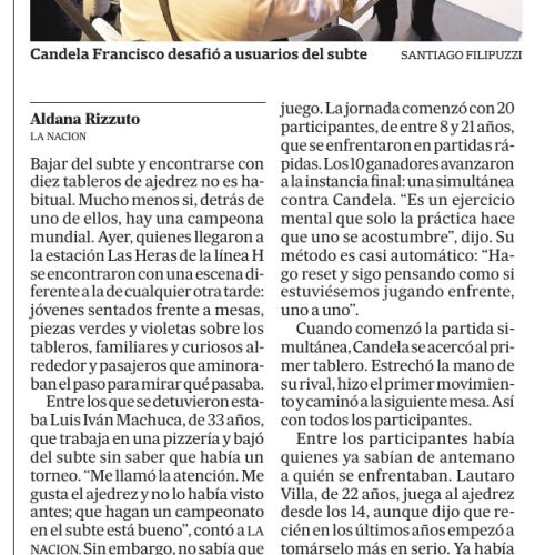 Nota de La Nación sobre el torneo de ajedrez en el Subte